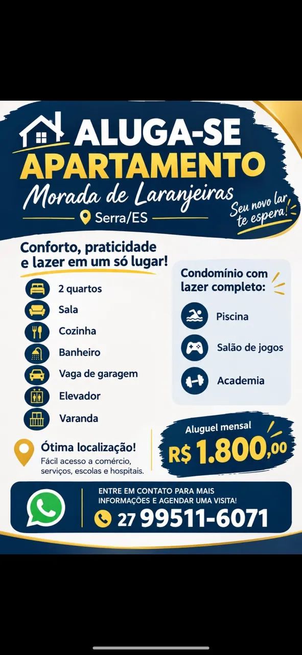 Alugo Apartamento em Morada de Laranjeiras 