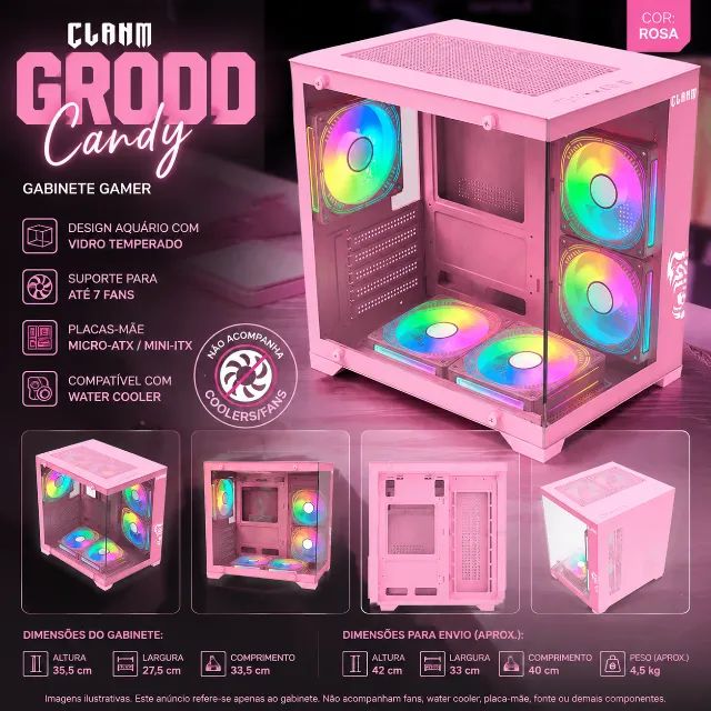 Gabinete Gamer Candy Grodd CLANM SEM FANS