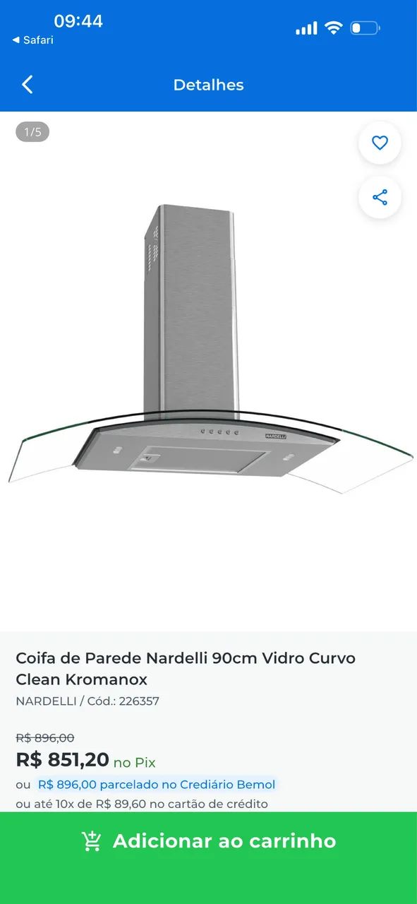 Coifa parede Nardelli 90cm - Foto 5