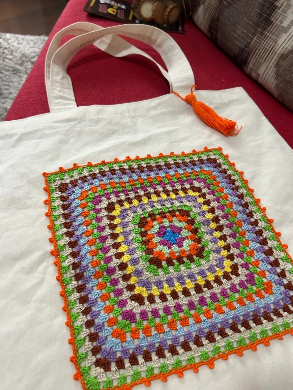 Sacola eco bag com aplicação em crochê  - Foto 5