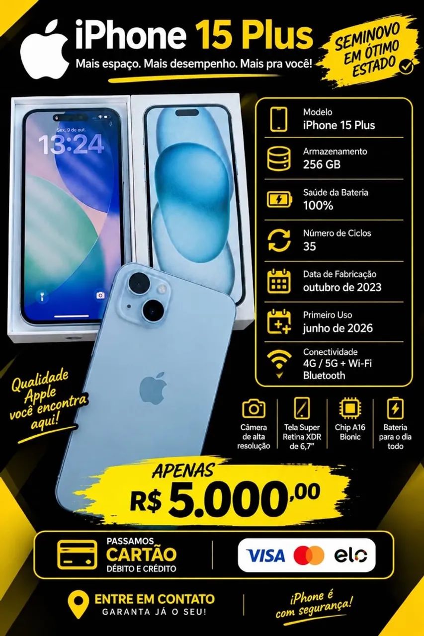iPhone 15 plus impecável 