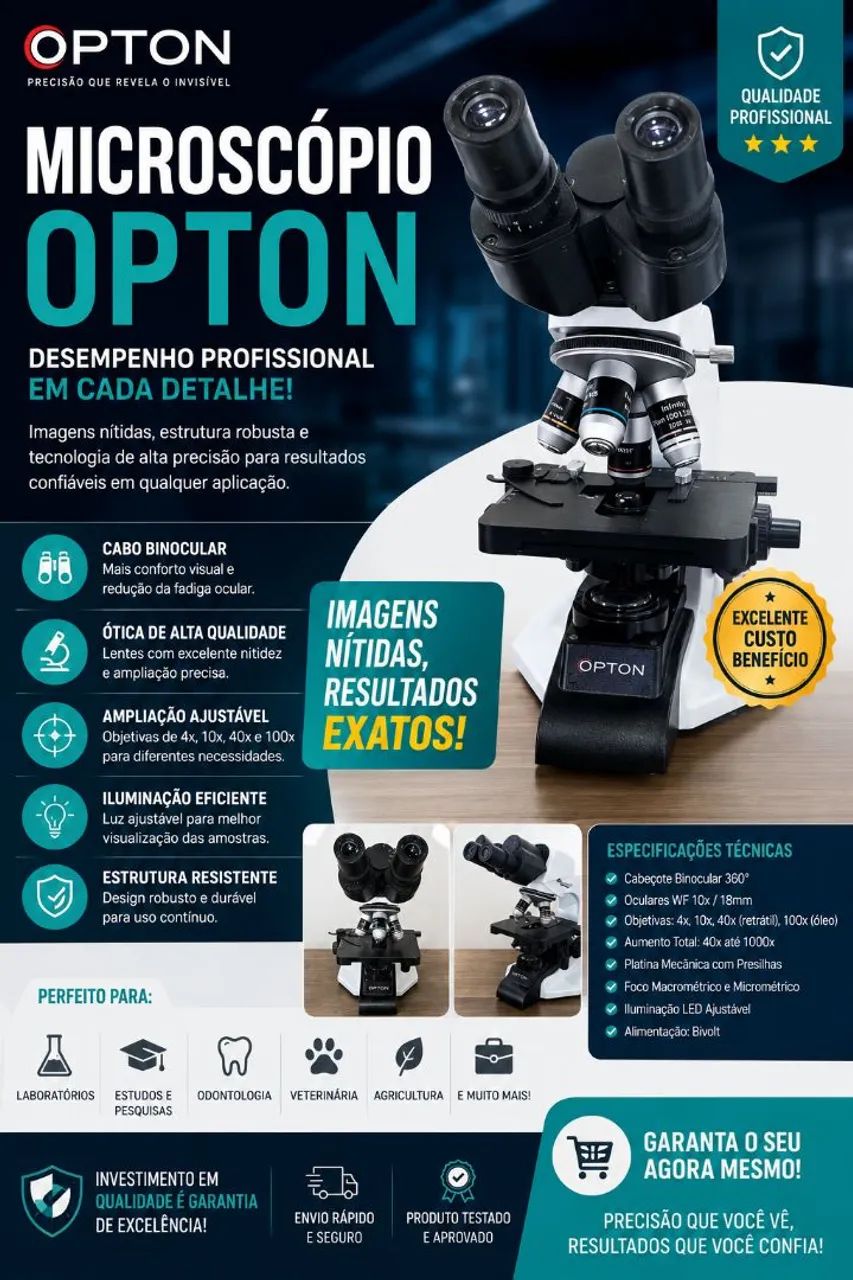 Vendo microscópio binocular Opton em excelente estado 
