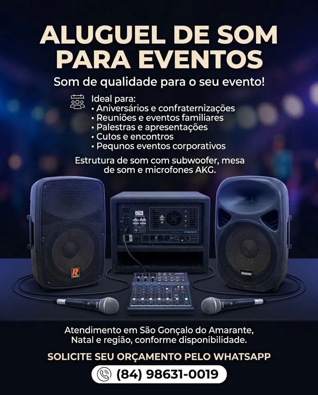 ALUGUEL DE SOM PARA PEQUENOS EVENTOS