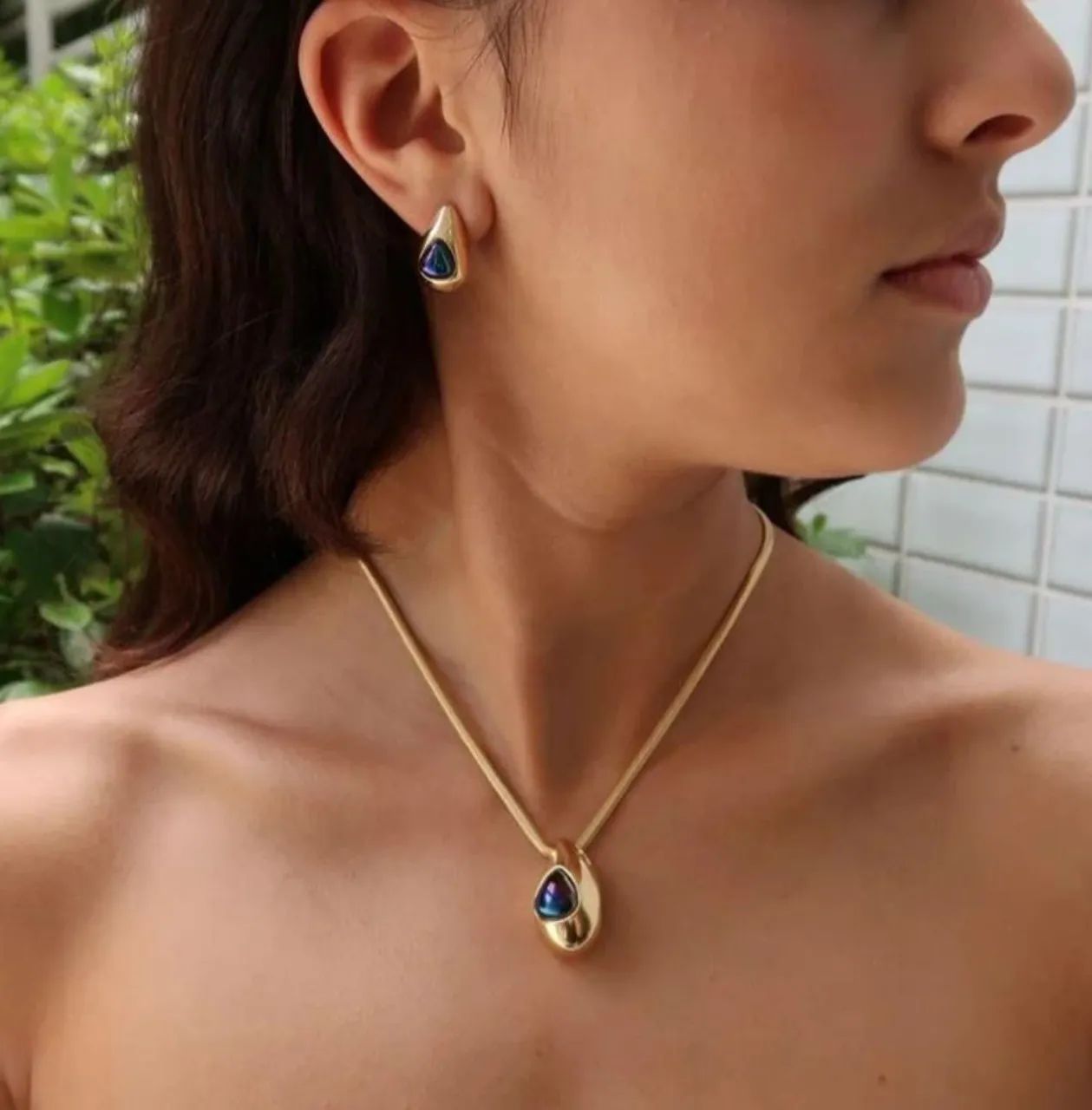 Conjunto Ágata Metalizada Gota - Foto 2