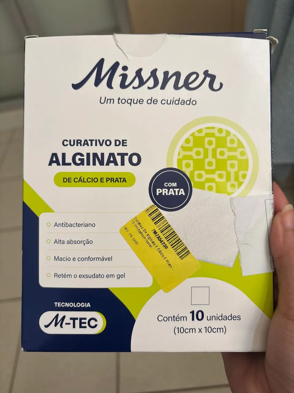 Curativo de Alginato de Cálcio e Prata Missner