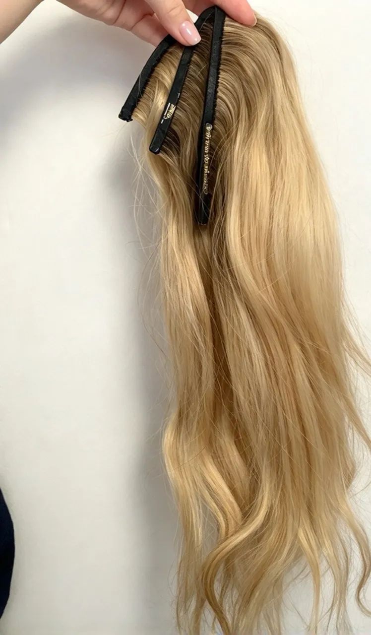 3 telas de cabelo humano loiro 55cm  - Foto 4