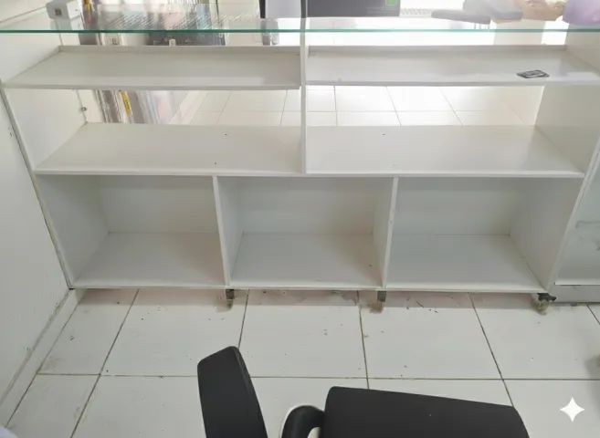 BALCAO MDF COM VIDRO + BALCAO MDF COM CAIXA