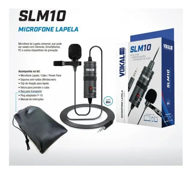 Microfone de Lapela Vokal SLM10 Universal - Estado Perfeito - R$ 50