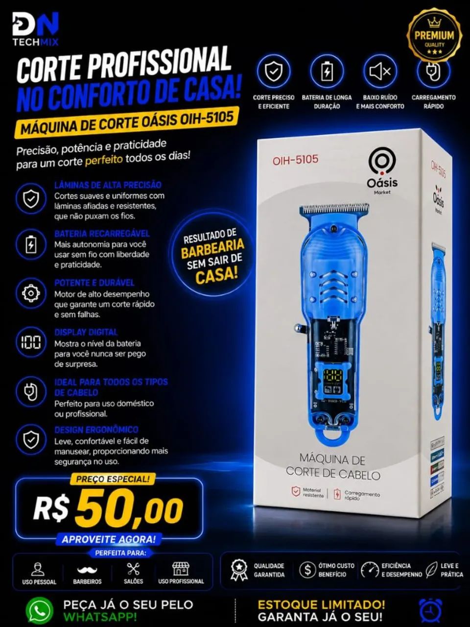 Máquina de cortar cabelo Oasis
