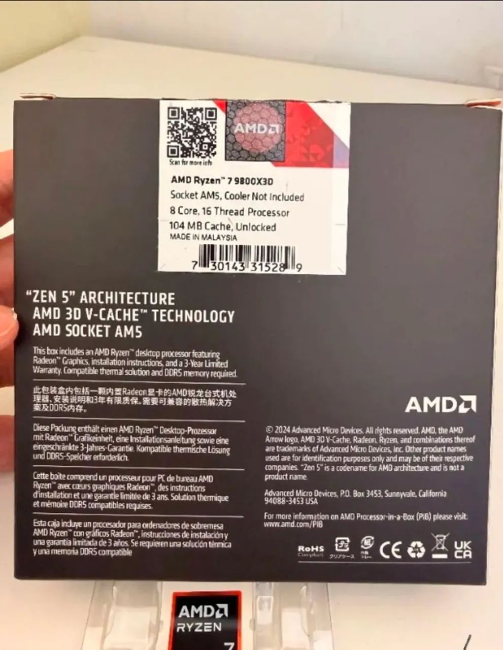 【新品未開封】AMD Ryzen 9800X3D Ryzen7 Processador para desktop AMD Ryzen™ 7 9800X3D
