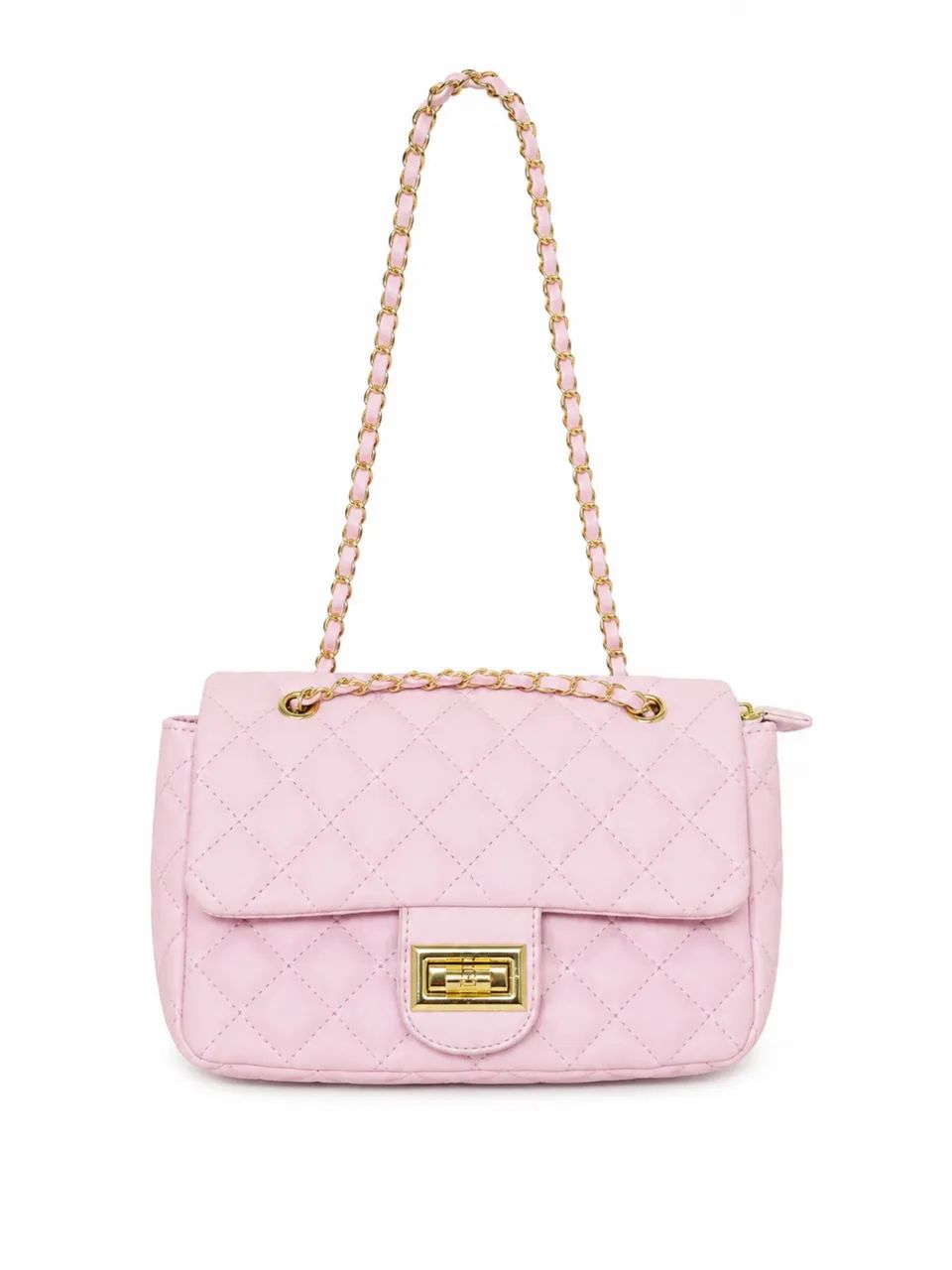 Bolsa Tiracolo Rosa Bebê Matelassê com Corrente