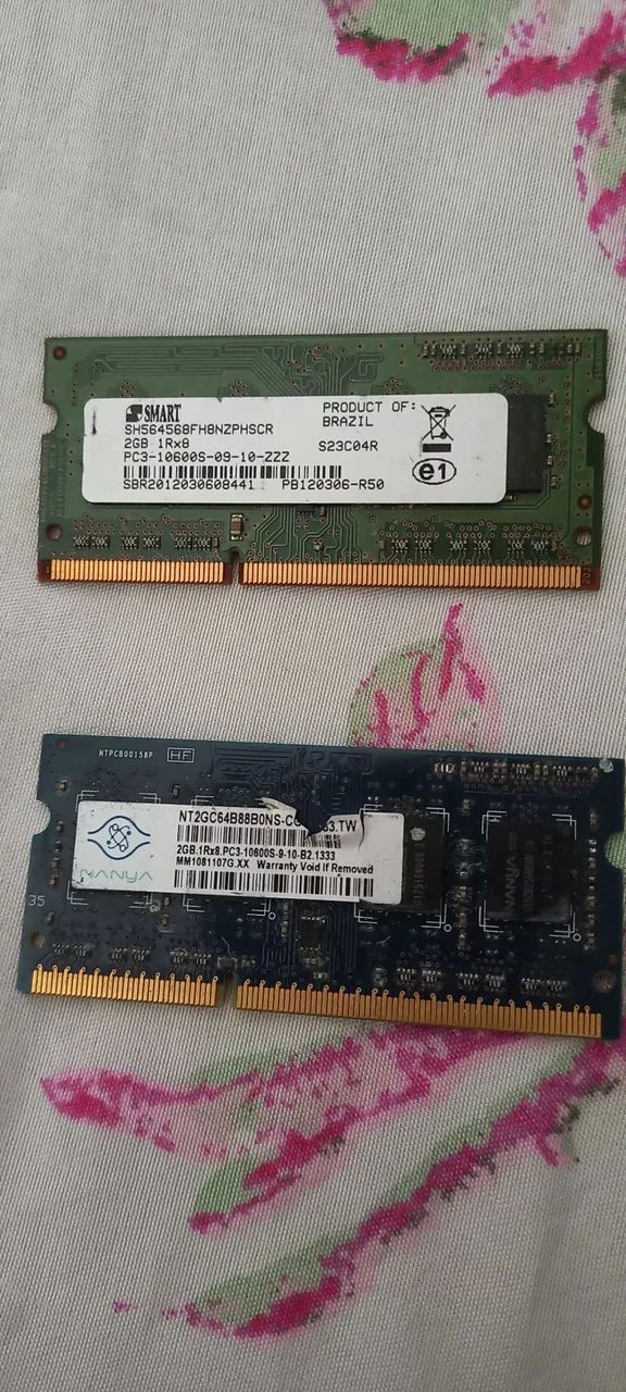 Memória Pra Notebook ddr3 2gb cada
