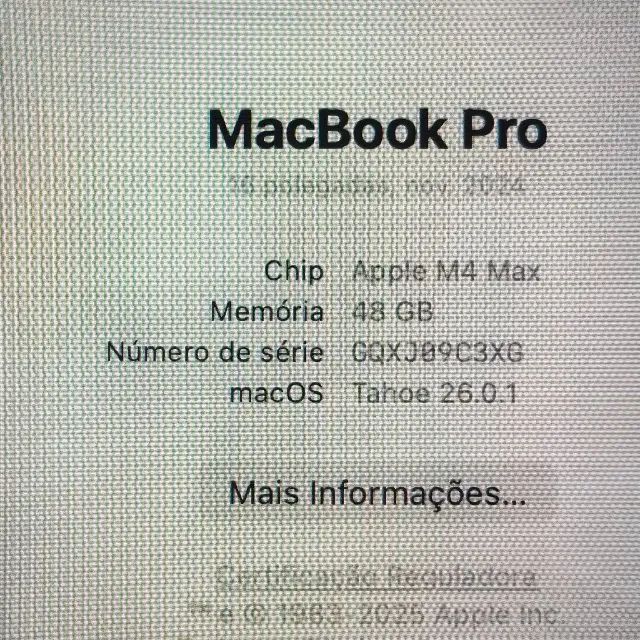 MACBOOK PRO 16 M4 MAX 48GB/1TB - SILVER - 15 CICLOS - 40GPU - COMO NOVO - Foto 5