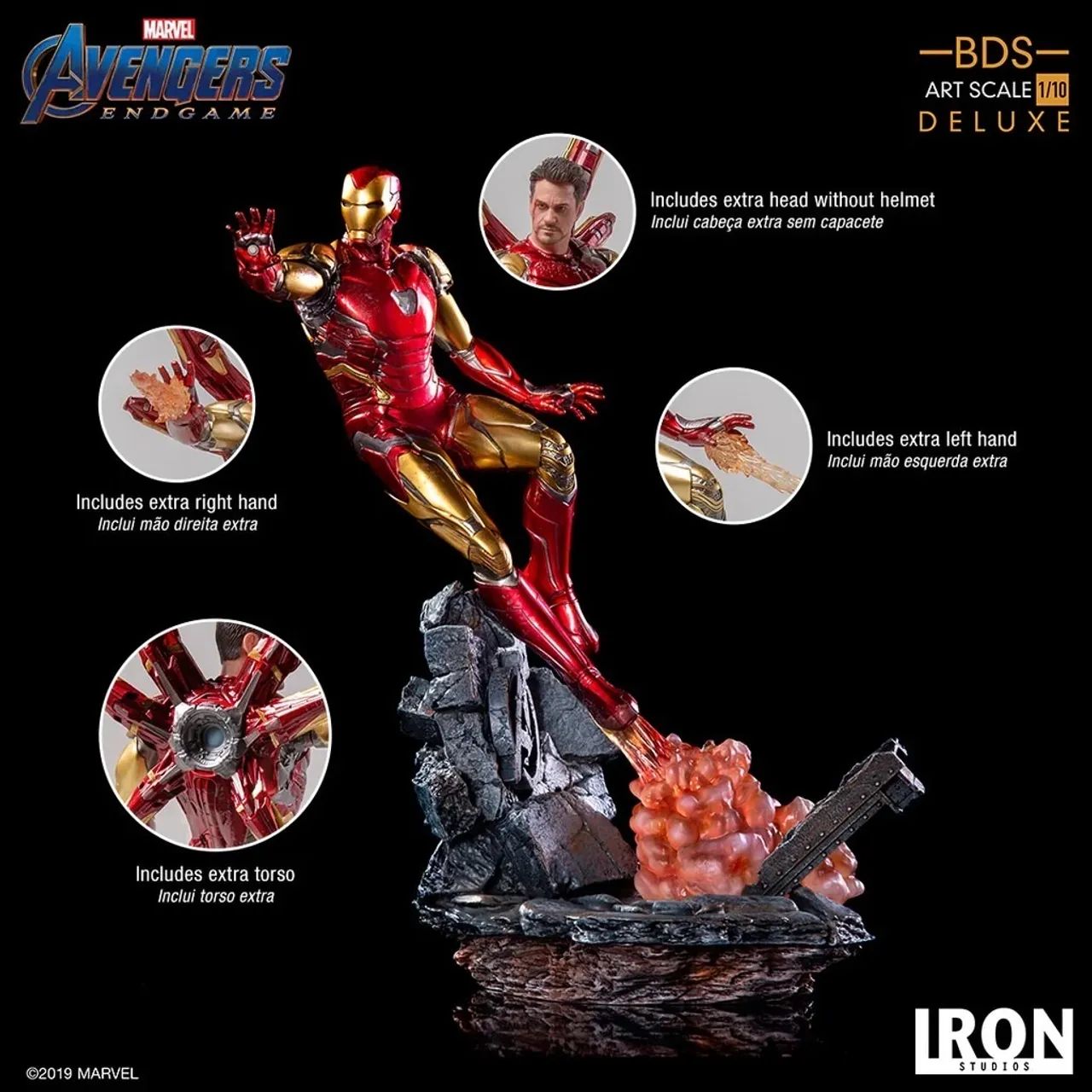 Estátua Iron Man Mark 85 - Iron Studios BDS Art Scale 1/10 Deluxe (Avengers Endgame)