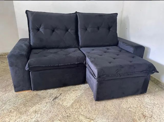 Sofá Retrátil Reclinável Monza 2,50 Preto - Foto 3
