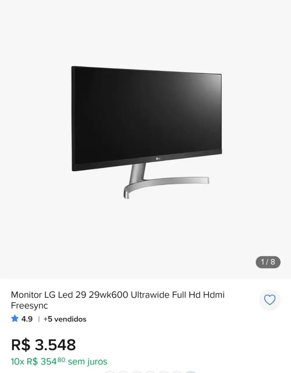  SÓ HOJE ..Monitor LG led semi novo IMPECÁVEL