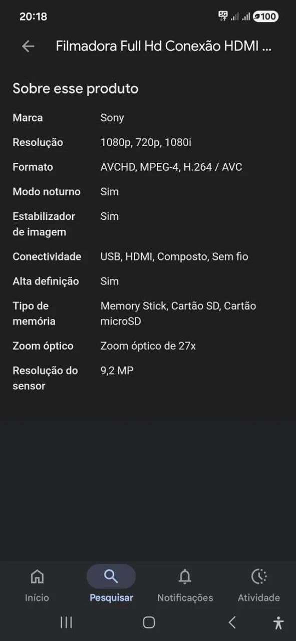 Desconto pra levar* 900 reais  - Filmadora Sony CX no precinhoooooo 