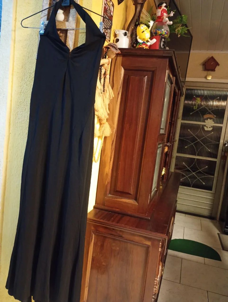 Vestido preto longo com elastano M