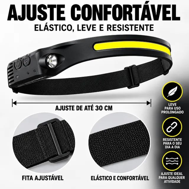 Lanterna Frontal LED Mãos Livres com Sensor e USB-C - Foto 2