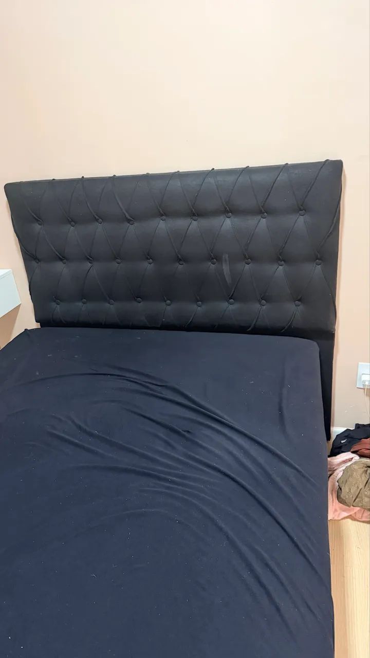 CAMA BOX CASAL COM CABECEIRA E BAÚ