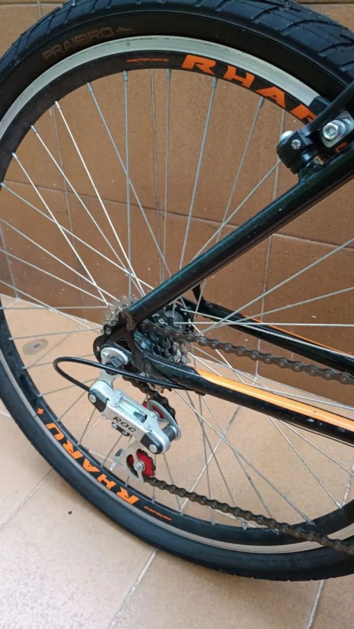 Bicicleta aro 26 Rharu - Preta e Laranja - Foto 2