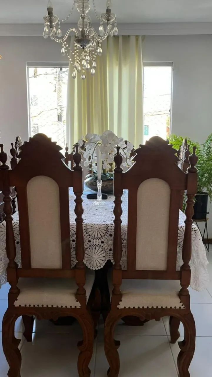 Sala jantar com 08 cadeiras madeira jacaranda antiga - Foto 4