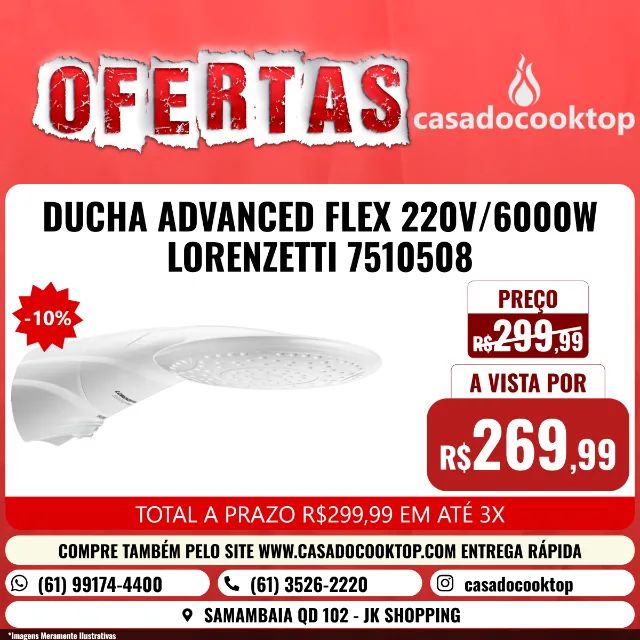 DUCHA ADVANCED FLEX 220V/6000W LORENZETTI