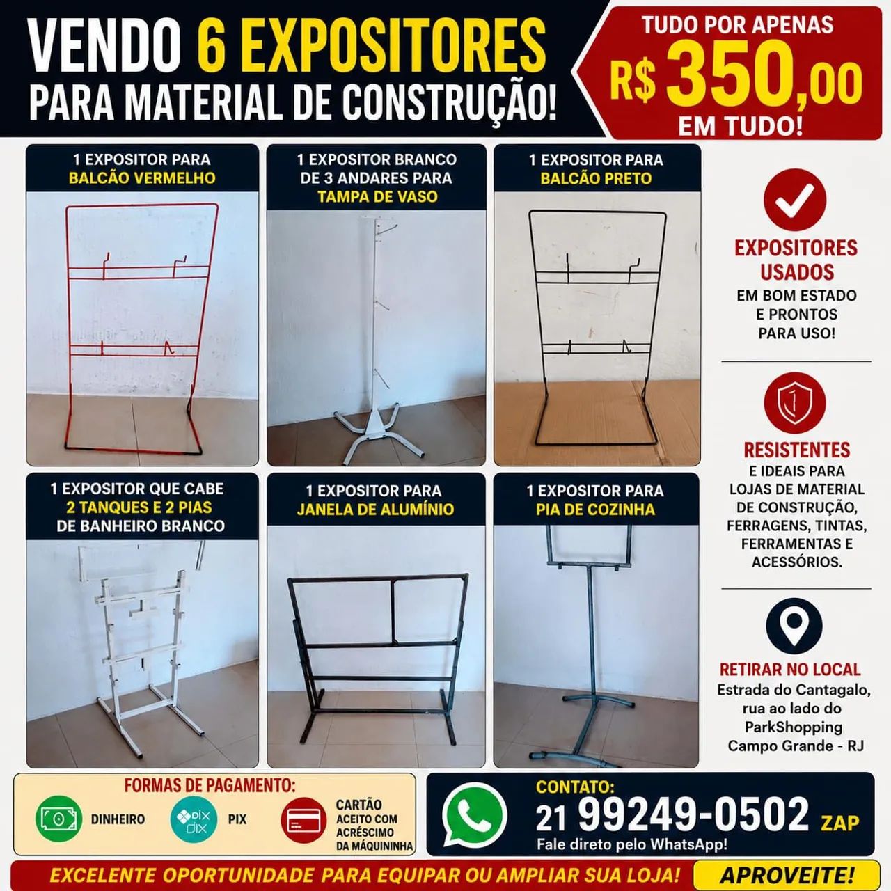 Vendo 6 expositores para material de construção 