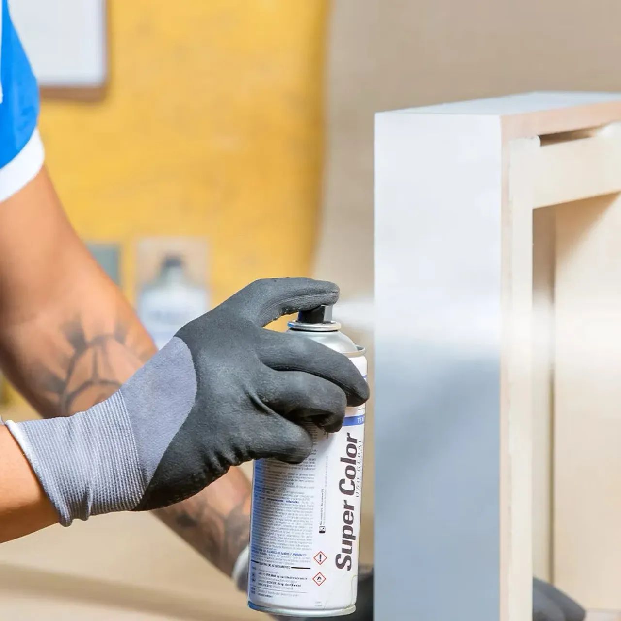 Kit Tinta Spray Tekbond Uso Geral 350ML Branco Brilhante Secagem Rápida - Foto 3