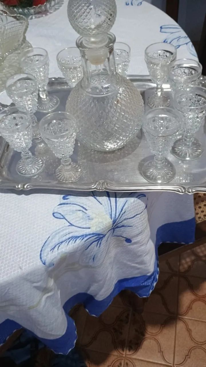 Licoreira com taças em cristal classico - Foto 2