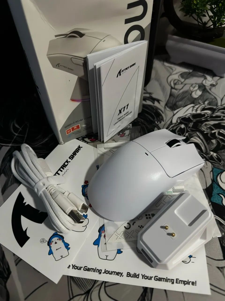 Mouse Gamer Attack Shark X11 White Com Dock Completo? - Foto 3