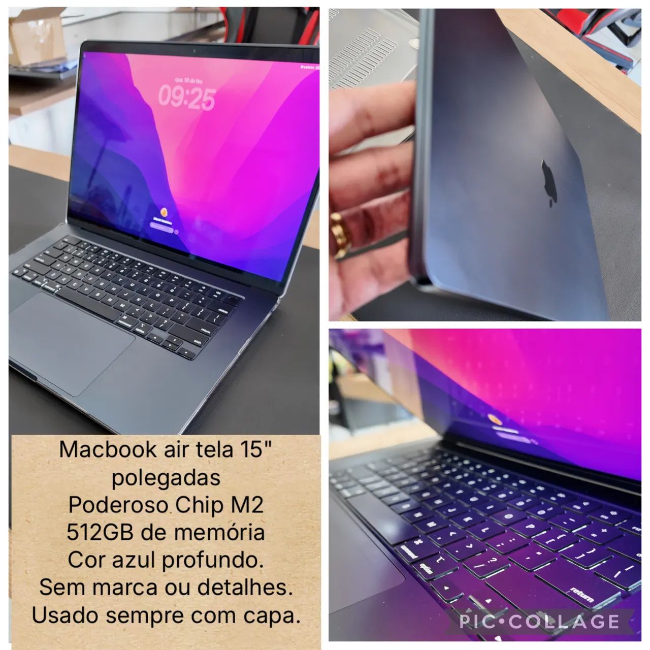 Macbook air tela 15 polegadas Chip M2 Com 512GB!