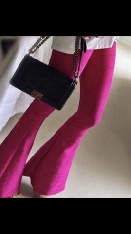 Calça bandagem acetinada