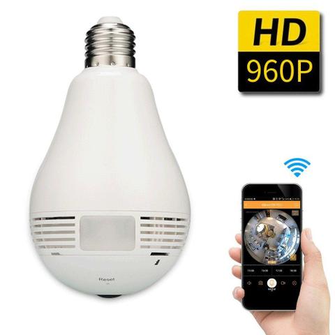 Lâmpada Espiã Câmera Ip Led Wifi Hd Panorâmica 360º Celular