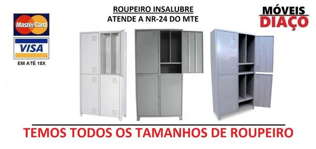 Roupeiro de Aço 4 portas insalubre NR-24, Todos os tamanhos, Atacado e Varejo