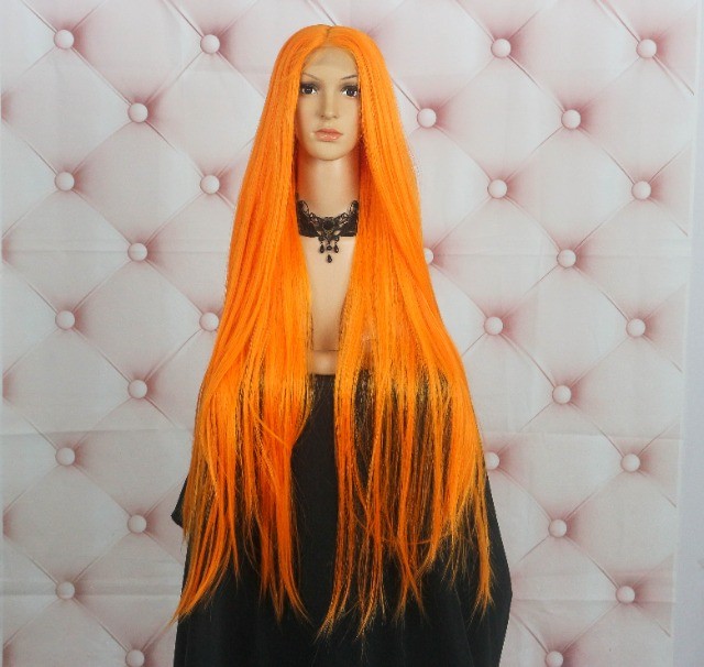 Peruca Lace Front Laranja 95cm Premium Wig Up!