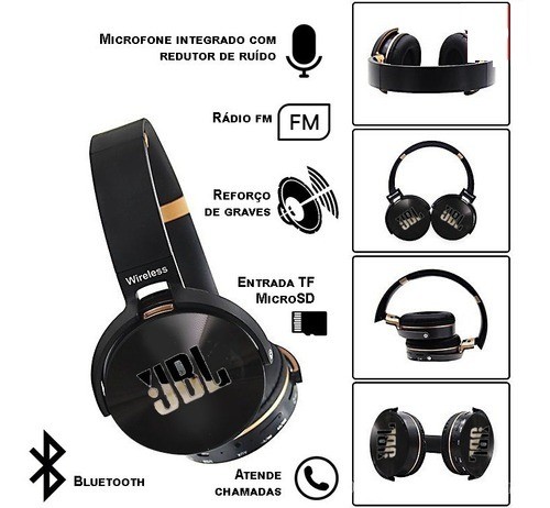 Fone Bluetooth Model Jb950 De Qualidade top de linha, Entra/sd/p2/radio Fm - Foto 4