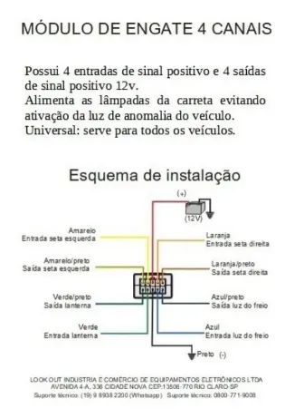Modulo de Engate Iluminação 4 Saídas Reboque Carretinha Carreta Look Out carro Veicular - Foto 6