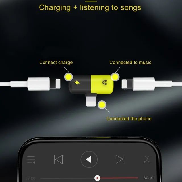 Adaptador Lightning Splitter Carregador Fone Iphone  - Foto 2
