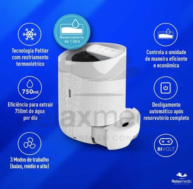Desumidificador e Purificador de Ar com filtro HEPA Bivolt Relaxmedic - Foto 3