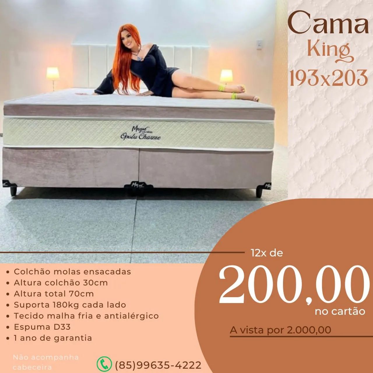 CAMA BOX KING SIZE 193X203  - Foto 3