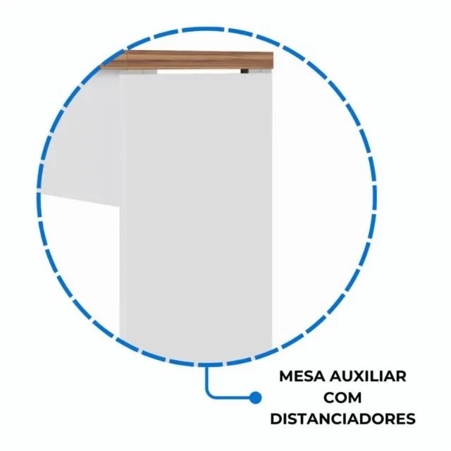 Mesa Auxiliar Simples 0,90x0,45m Nogal Sevilha/Branco Compacta Prática Modelo 34308 - Foto 6