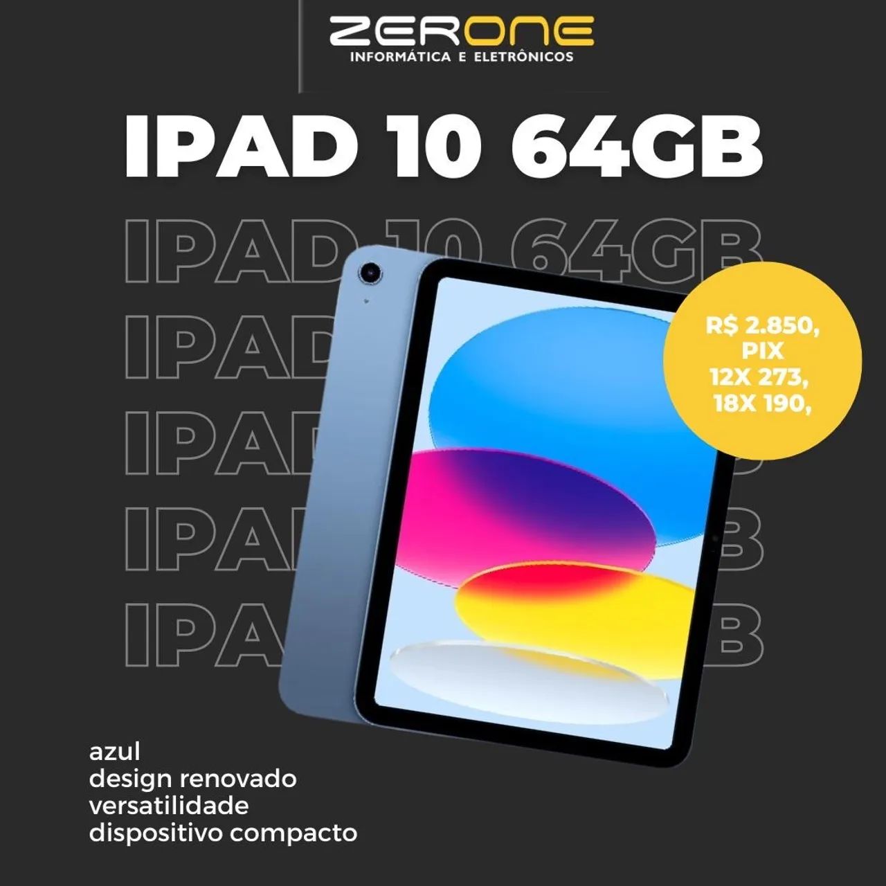 iPad 10 64GB Azul - Novo