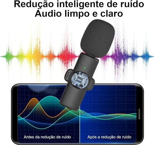 Microfone lapela sem fio recarregável bluetooth  - Foto 3