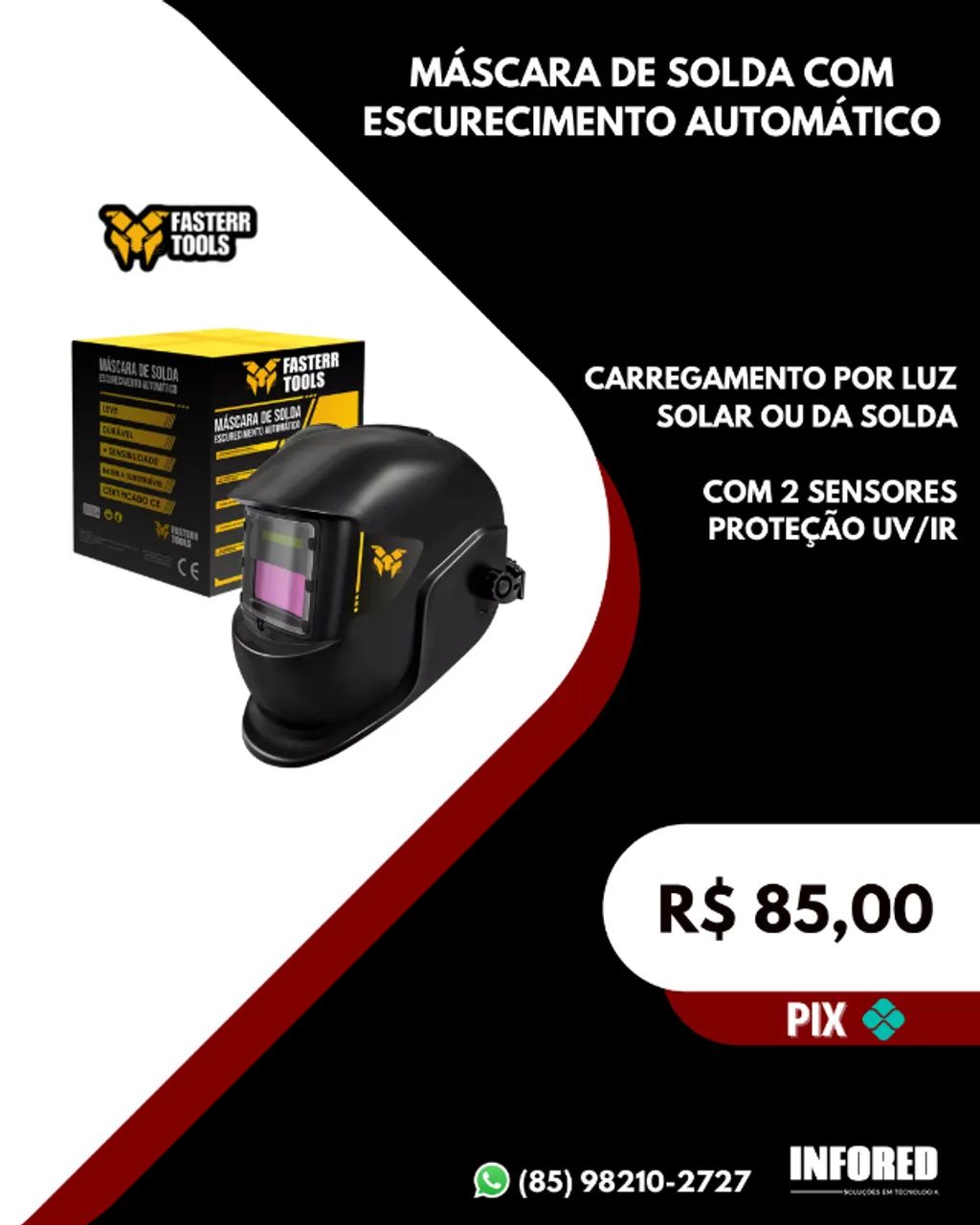Máscara de solda com escurecimento automático
