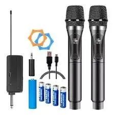 Microfone Sem Fio Profissional Dinâmico Duplo Uhf 