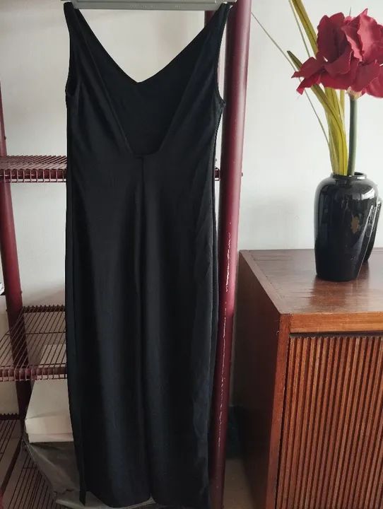 Vestido longo, preto de malha - Foto 2