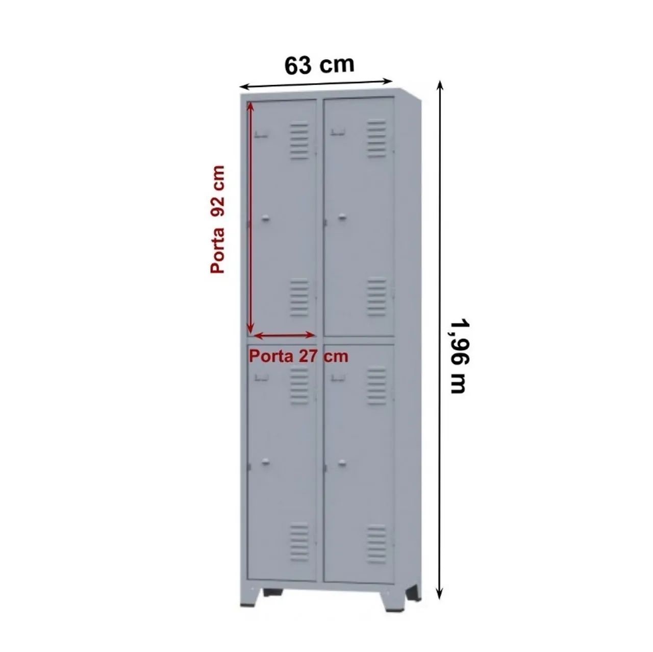 Roupeiro de Aço c/ 04 Portas Grandes GRA 2/4 CH #26- 1,96×0,63×0,36m - - Foto 2