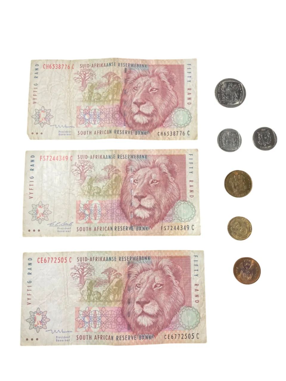 Coleção de Cédulas e Moedas de Rand Sul-Africano