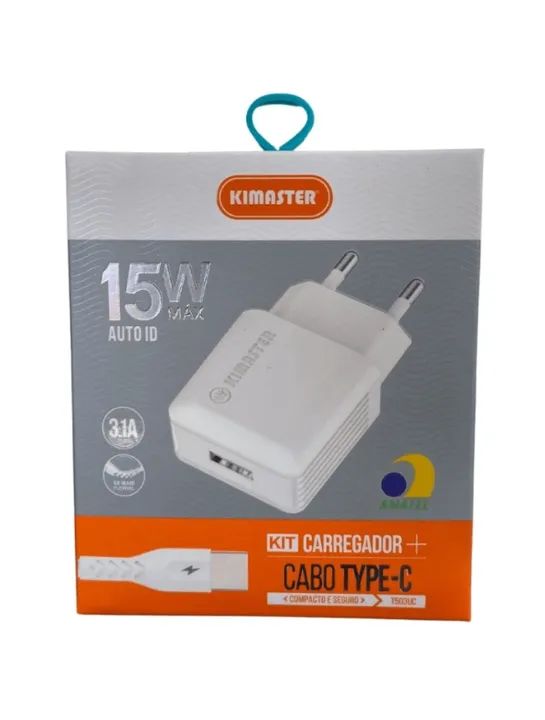 Kit Carregador 15w + Cabo Tipo C T503UC- Kimaster  cod: 3762